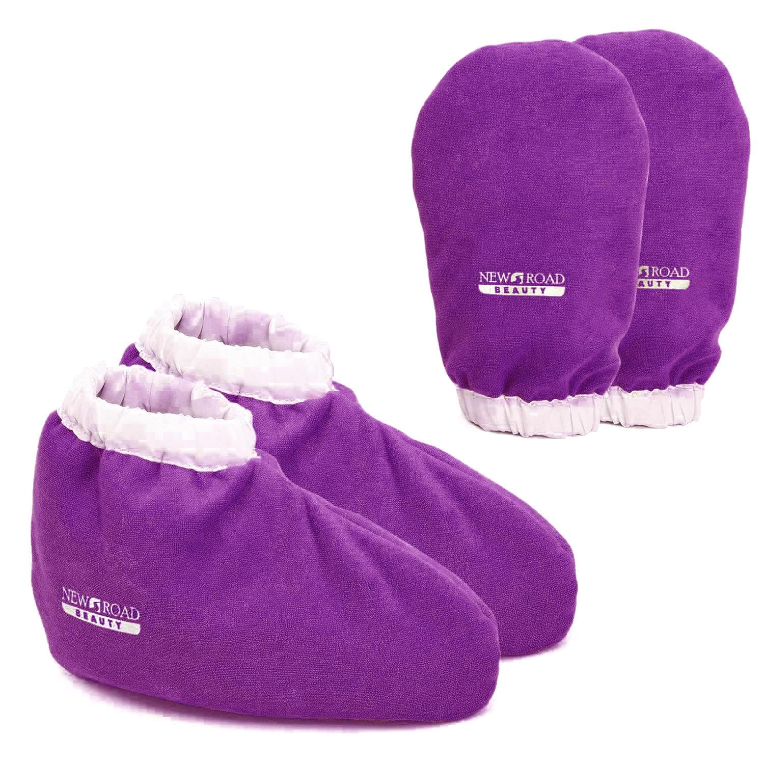 New Road Beauty Peach Combo Kit For Hands and Feet, Purple Mitts/Booties