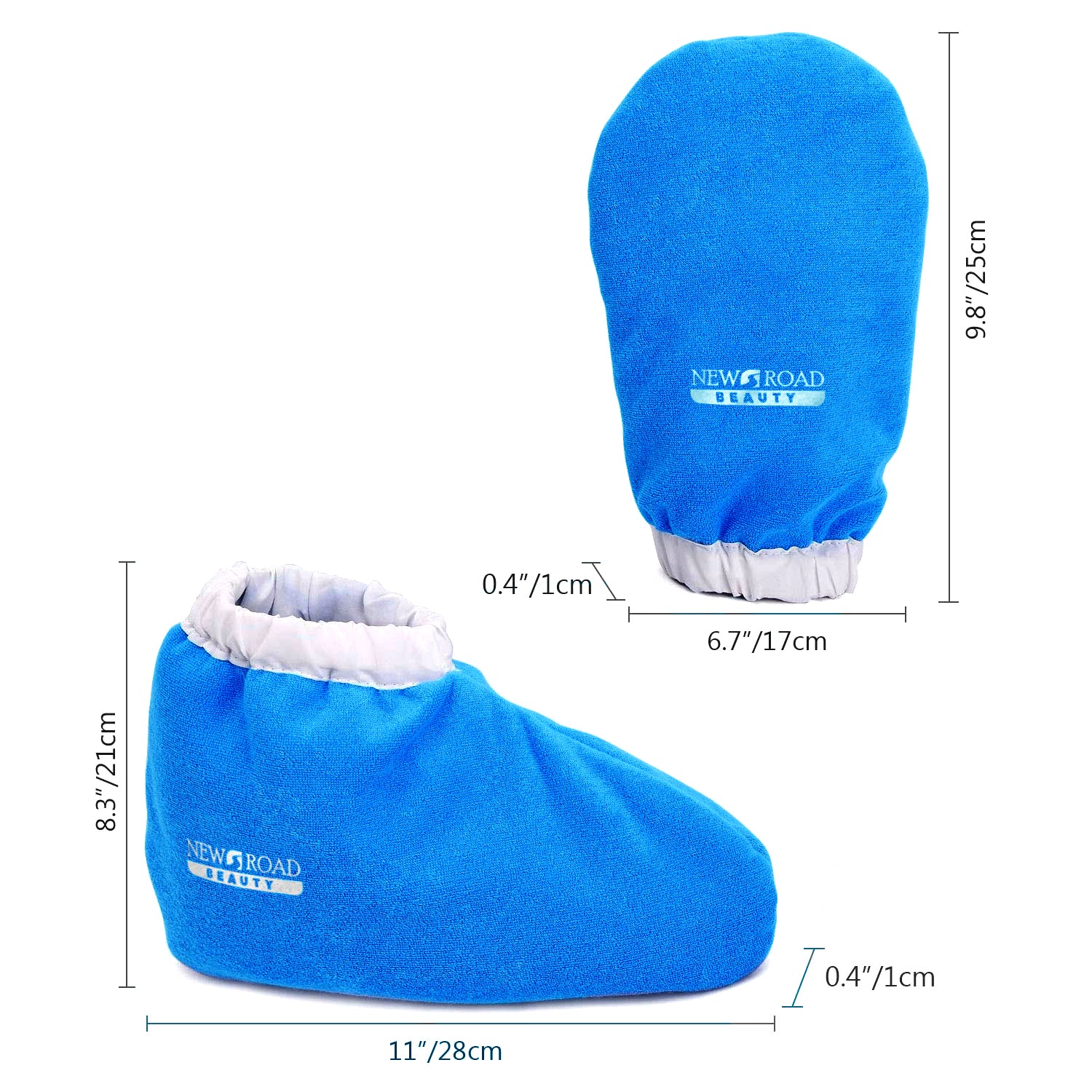 Paraffin Wax blue Gloves/Mitts and Booties to use while doing a paraffin wax treatment.